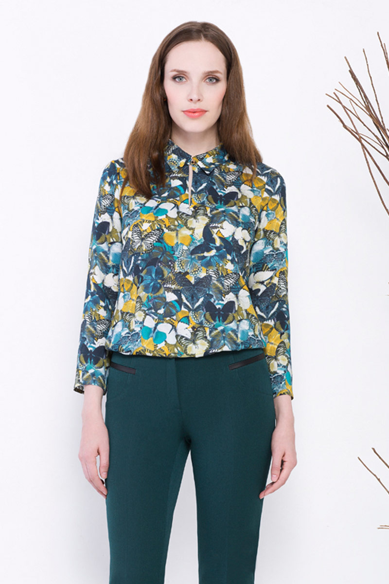 Блуза, цвет бирюзовый, 13052-4061/12 - фото
