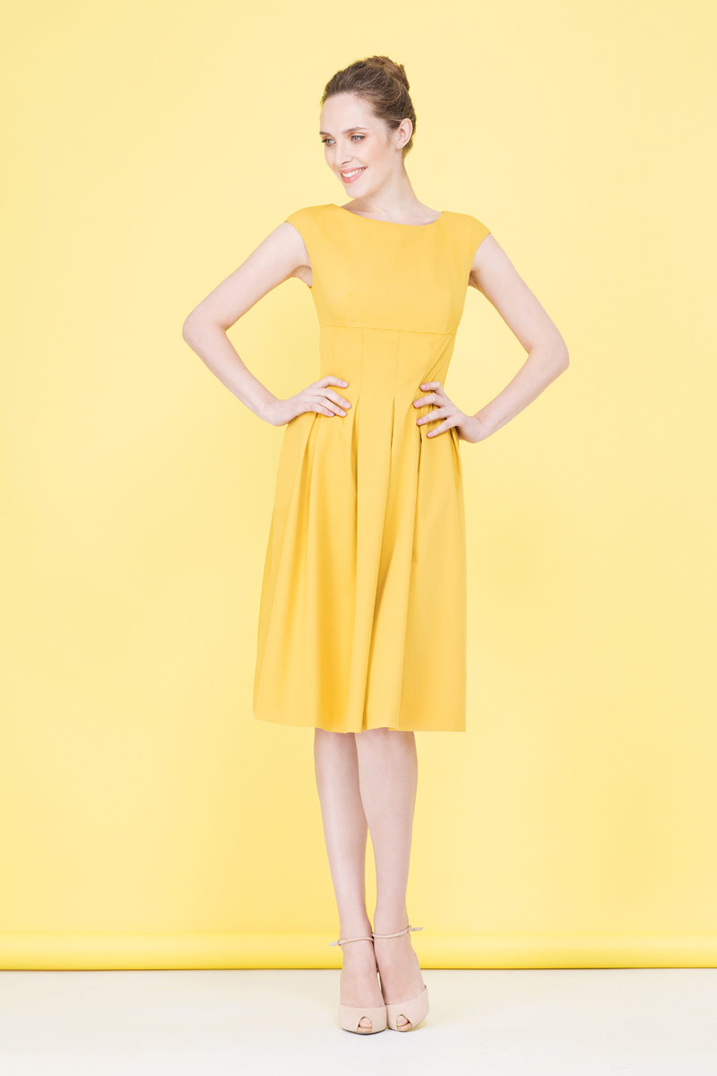 Платье тек., Цвет: жёлтый - фото