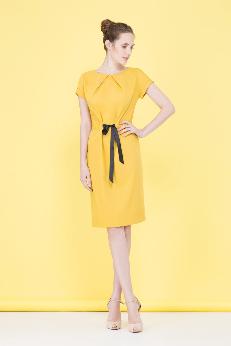 Платье тек., Цвет: жёлтый - фото