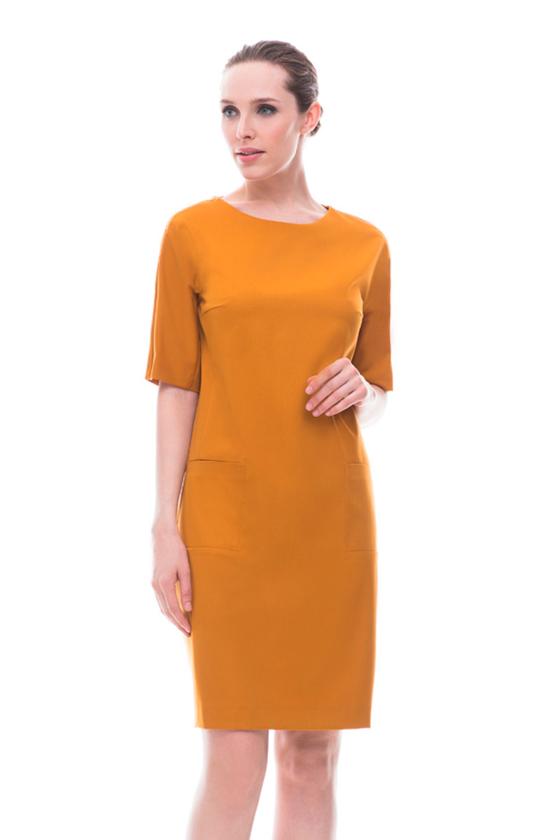Платье, цвет горчичный, 10964-2071/34 - фото