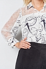 Блуза женская, Цвет: черно-белый принт часы - фото 6