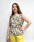 Блуза без рукавов женская, Цвет: мультиколор, принт цветы - фото 3