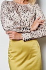 Блуза женская, Цвет: бежевый принт перья - фото 4