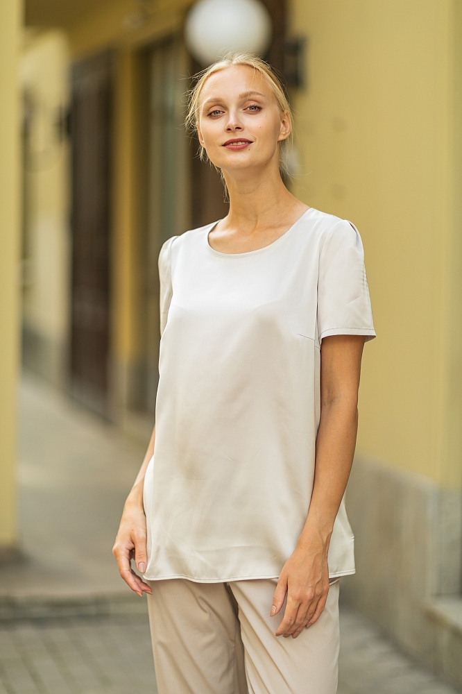Блуза, цвет бежево-серый, 13394-4292/8 - фото
