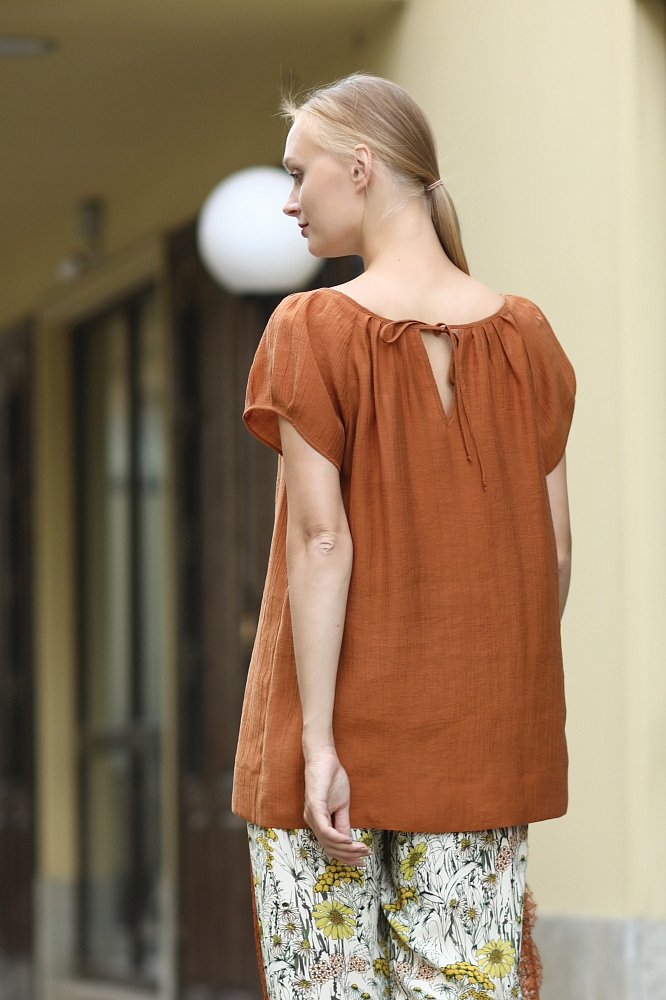 Блуза, цвет медно-коричневый, 13403-4299/28 - фото