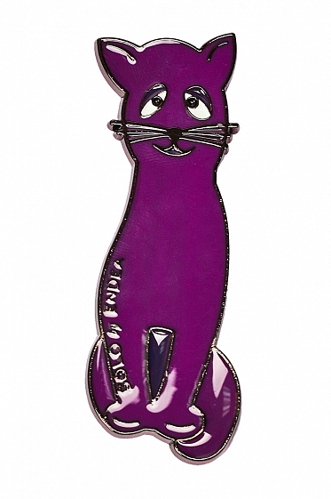 Брошь котик никель 27*70мм (булавка), фиолетовый - фото