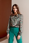 Блуза женская, Цвет: зеленый, принт - фото 1