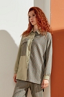 Рубашка женская, Цвет: оливковый, принт пье-де-пуль - фото 5
